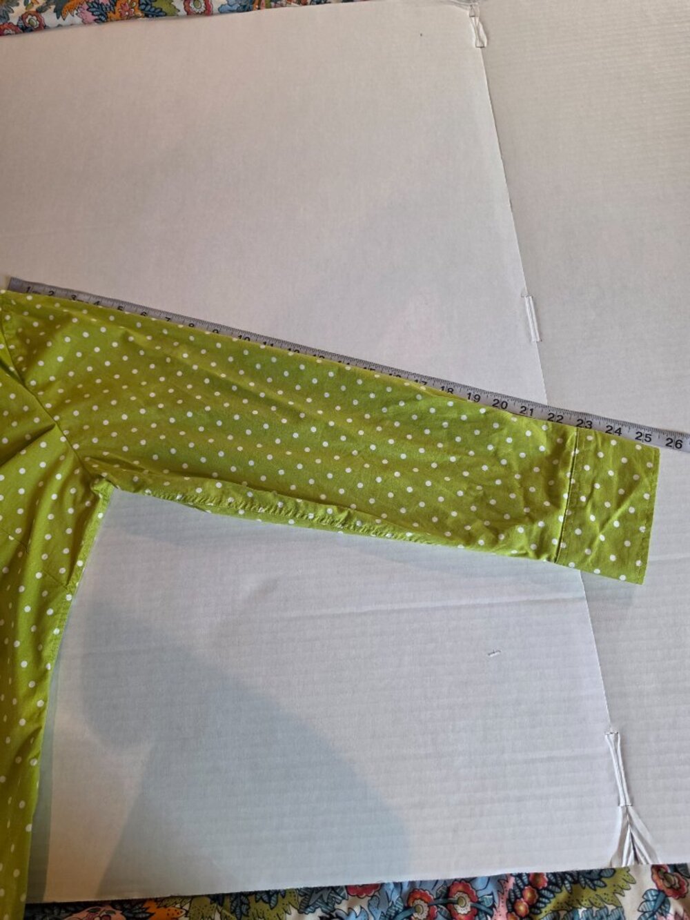 Boden Lime Green & White Polka-dot Button Front Long Sleeve Blouse Size 18 - Picture 7 of 11
